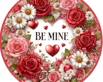 Valentine's Day Wreath Sign: Pink Floral Heart Metal Attachment