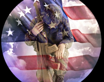 American Soldier Metal Wreath Sign: Patriotic 4th of July Decor