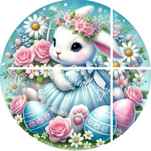 victorian Easter rabbit metal wreath sign, romantic Easter bunny, spring Round sign, Wreath attachment, Wreath center,