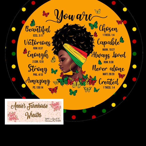 Round sublimated metal wreath sign,You are Strong, Diva Queen, Juneteenth