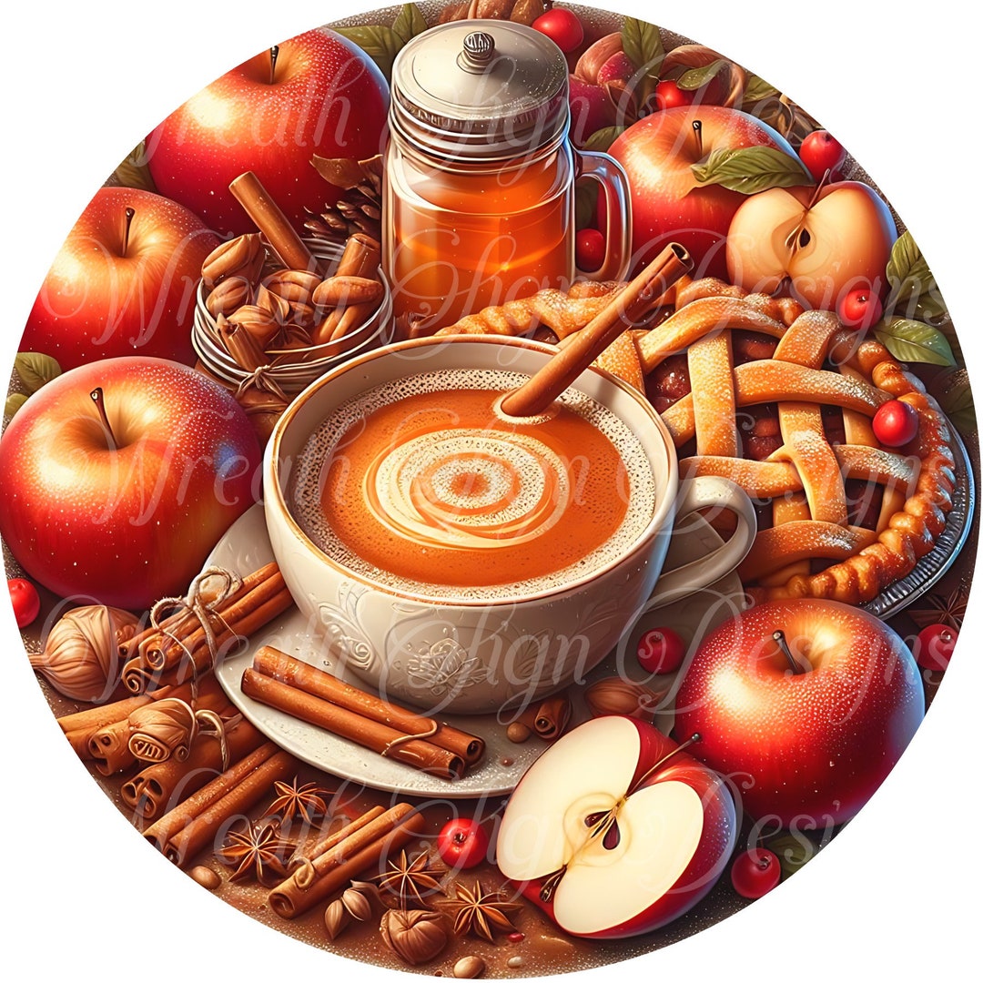 Apple Season Round Metal Sign, Apple Pie Wreath Center, Fall Attachment ...
