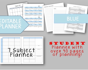 2026-2027 EDITABLE  Student Planner 7 Subject (Homeschool)