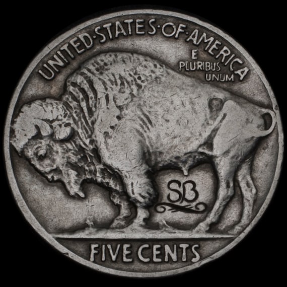 Hand Carved Buffalo Nickel: Skull Hobo Coin by Seth Basista - Etsy