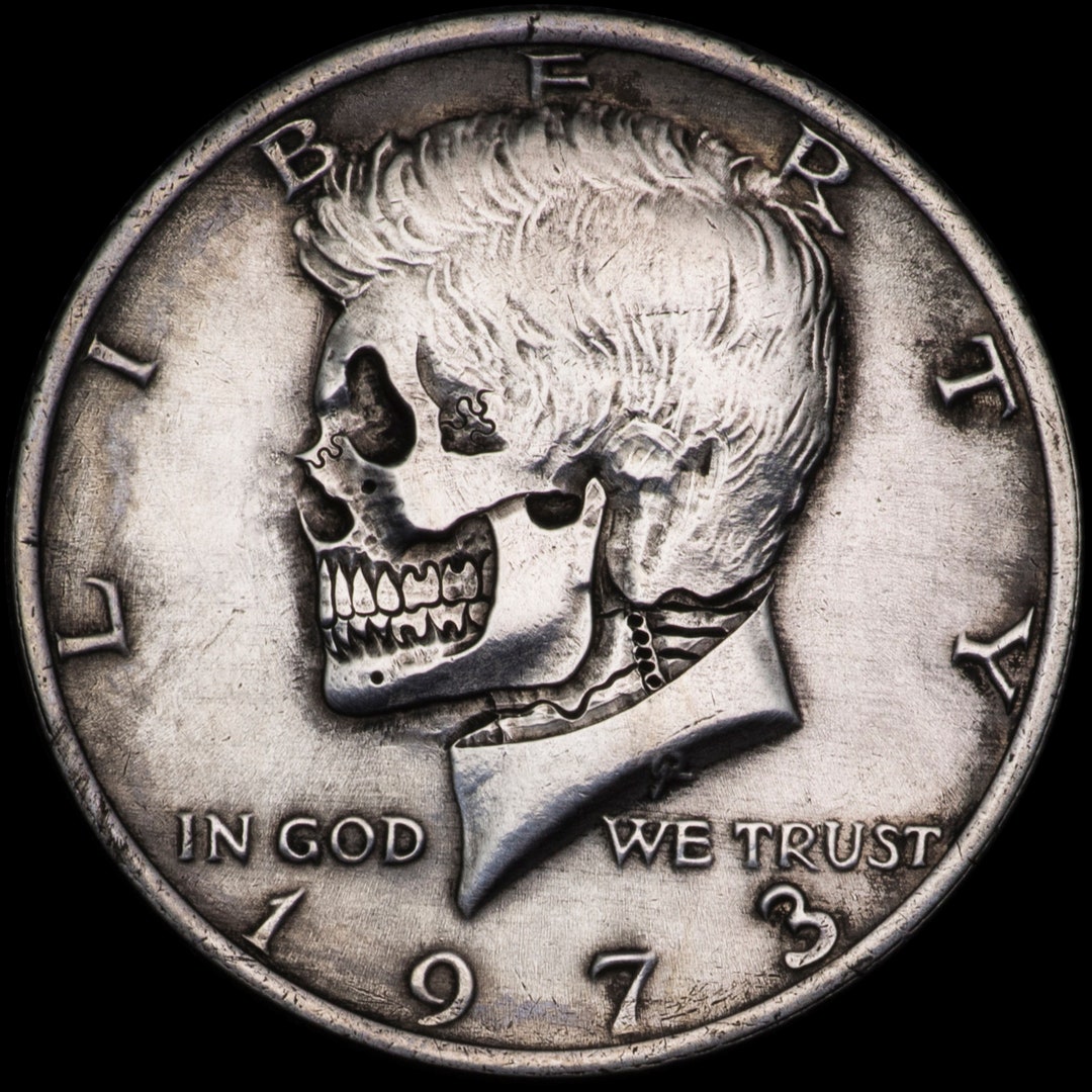 Hand Carved Kennedy Half Dollar Skull Coin: Hobo Nickel Art - Etsy