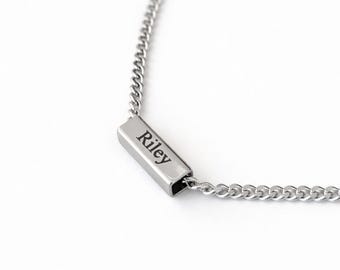 Personalized gift, Name Necklace For Men, Men's Initial Chain Necklace, Silver  Stainless Steel Custom Mens Jewelry Fathers Day Gift For Dad