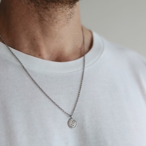 Yin Yang-ketting voor mannen, bruidsjonkers cadeau, herenketting met zilveren Yin Yang-hanger, zilveren ketting, cadeau voor hem, yogaketting, spiritueel