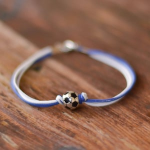 Soccer jewelry bracelet sports team men&#39;s bracelet soccer football ball bead blue white Madrid bracelet for men fan gift for him football