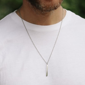 Barhalsband för män, present till marskalkar, herrhalsband med silverfärgat rektangulärt hänge, vattentätt kedjehalsband, present till honom, yogahalsband, bar