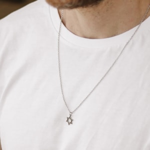 Davidsterketting voor mannen, herenketting met zilveren Davidsterhanger, waterdicht, cadeau voor hem, Joodse ketting uit Israël