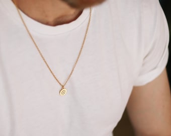 Sun necklace for men, groomsmen gift, men's necklace gold sun pendant, stainless chain necklace, gift for him, Yoga necklace, waterproof