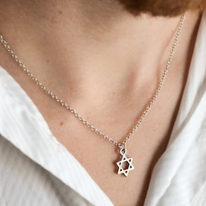 Zilveren Davidster ketting voor mannen, herenketting, cadeau voor hem, Joodse, Hebreeuwse sieraden uit Israël, Judaïca, Magen David-schild