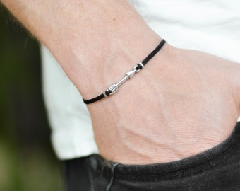Arrow bracelet for men, men's bracelet silver arrow charm, black string, gift for him, custom purpose bracelet, festival jewelry, preppy
