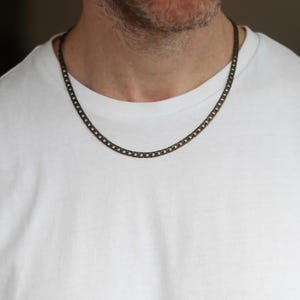 Bronze links chain necklace for men, men's necklace, flat cable chain, gift for him, minimalist mens jewelry, fathers day gift, custom size
