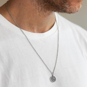 Auge Halskette für Männer, Groomsmen Geschenk, Halskette Herren Silber Böser Blick Anhänger, Edelstahl Kette, Geschenk für Ihn, Halskette, Minimalist