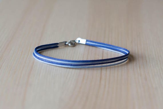 Men's String Bracelet in Blue Gray White