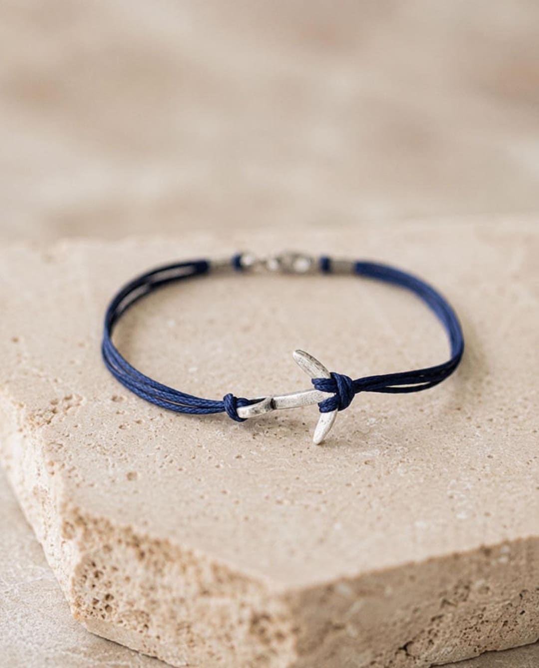 アクセサリー Lncs s925 Designed Anchor Bracelet Anchor Bracelet for Men, Men's Bracelet, Silver Anchor Charm, Blue