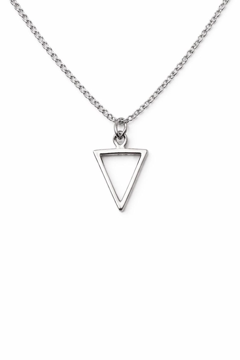 Triangle necklace for men, custom size, men's necklace with a silver triangle pendant, silver chain, gift for him husband, geometric jewelry