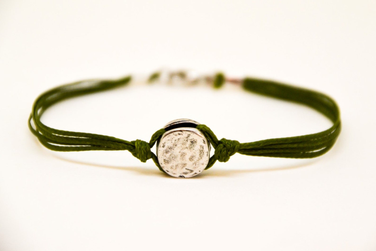 Men's Bracelet Green Cord Bracelet for Men With a Silver Etsy