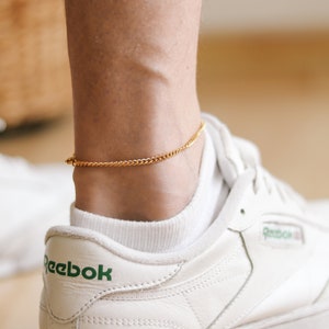 Anklet for men, man ankle bracelet, waterproof gold link chain anklet, gift for him, mens jewelry, minimalist anklet, fathers day, customise image 3