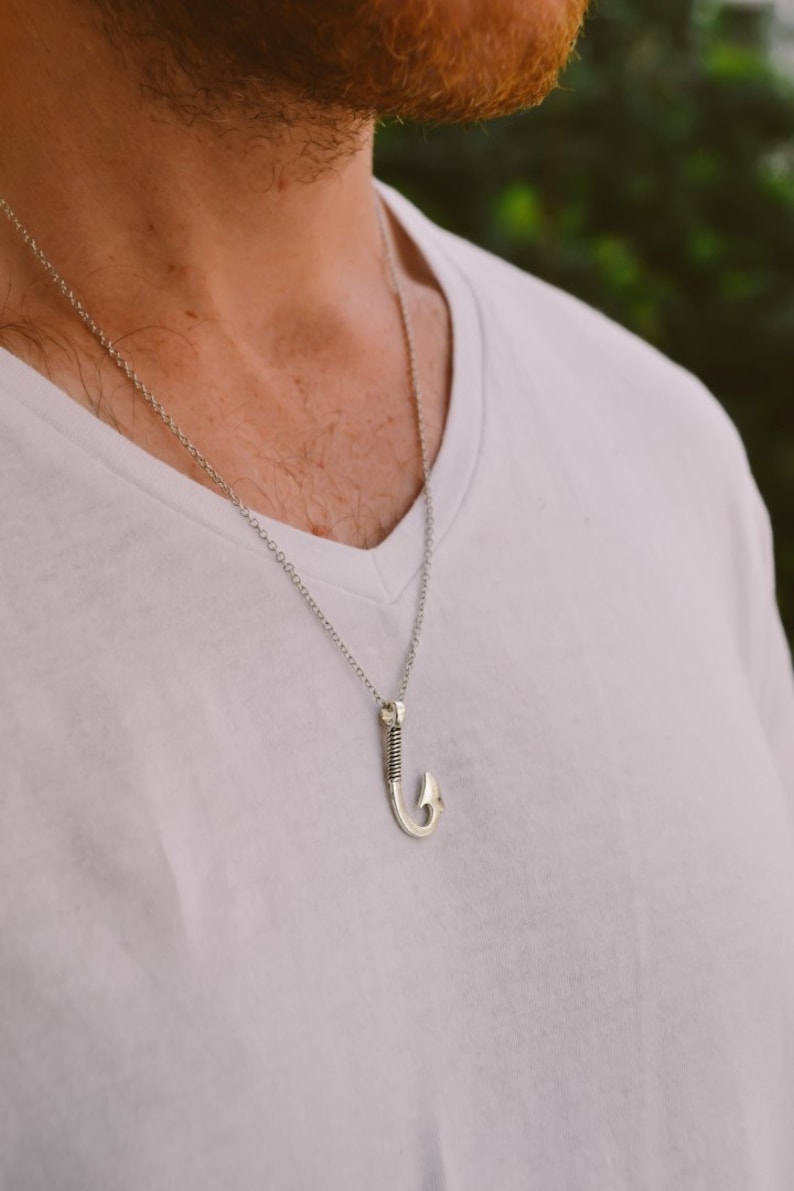 Hook Necklace for Men Men's Necklace With Silver Hook Etsy