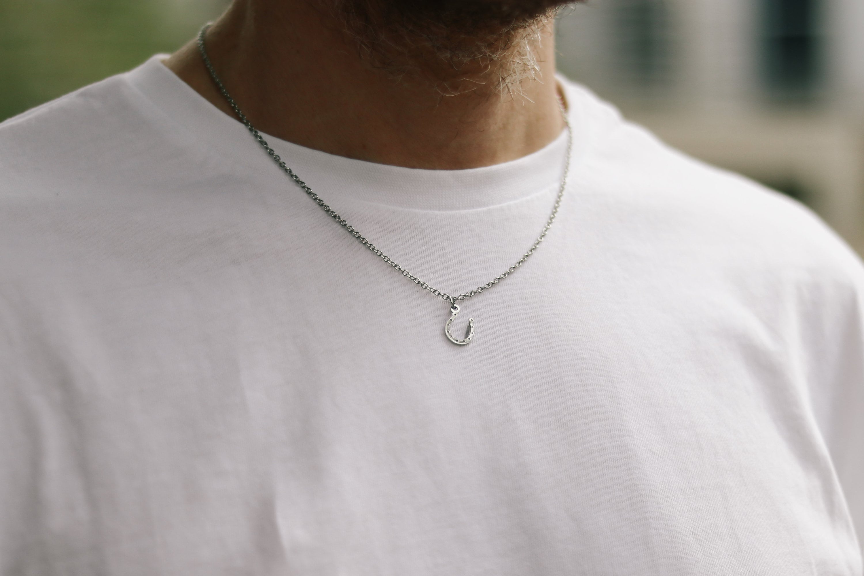 Horseshoe Necklace for Men Lucky Charm 