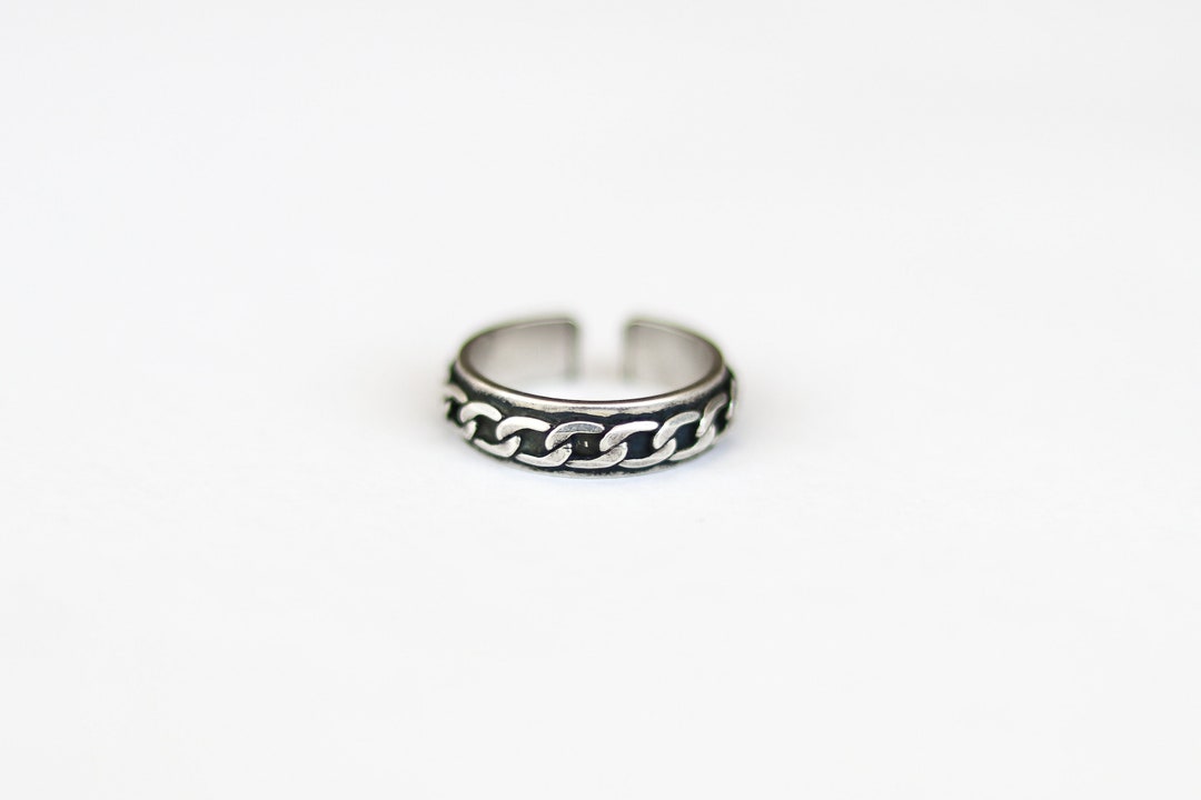 Chain Rings For Men Ring for Men Silver Plated Chain Style Ring Gift for Him, Adjustable ...