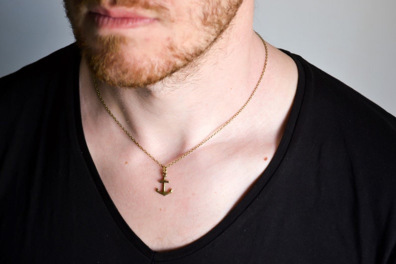 Anchor necklace for men, men's bronze chain necklace, gift for him, bronze anchor pendant, men's jewelry, nautical necklace, sailor