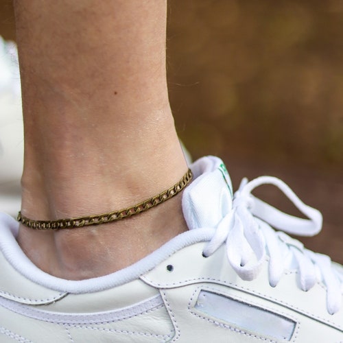 Chain Anklet for Men Men's Ankle Bracelet Bronze Tone Etsy