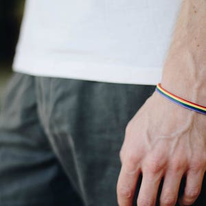 Pride bracelet, rainbow flag colors, LGBT string bracelet for men, men's bracelet, strand only, gay, gift for him, no charm, mens jewelry image 2