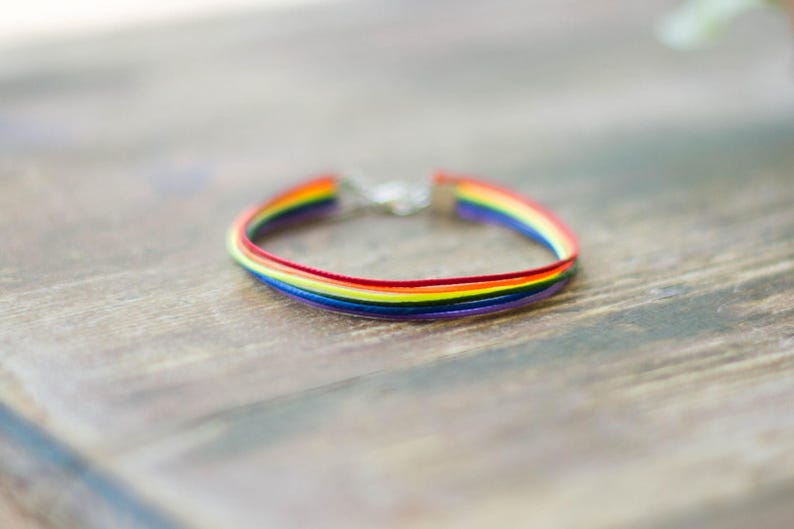 Pride bracelet, rainbow flag colors, LGBT string bracelet for men, men's bracelet, strand only, gay, gift for him, no charm, mens jewelry image 3