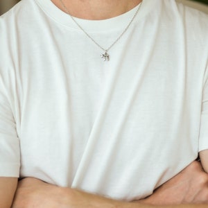 Chai necklace for men, Hebrew necklace, mens necklace, silver tone pendant, Hebrew word: Chai, חי, living, silver chain, Hannukah gift, hai image 5