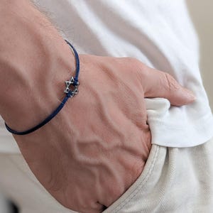 Star of David men's bracelet, silver, gift for him, blue bracelet for men, Bar Mitzvah gift, Jewish, Hebrew Jewelry from Israel, judaica