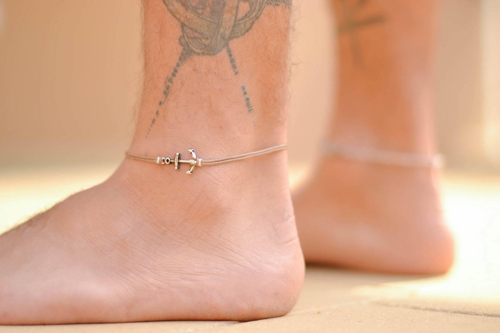 Anchor anklet for men men's anklet with a silver anchor Etsy
