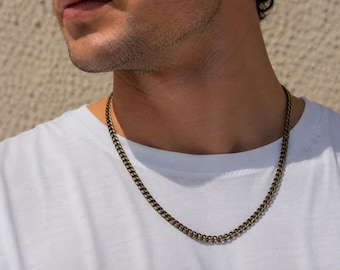 Chain necklace for men, bronze tone cable chain, gift for him, casual everyday mens jewelry, custom length size