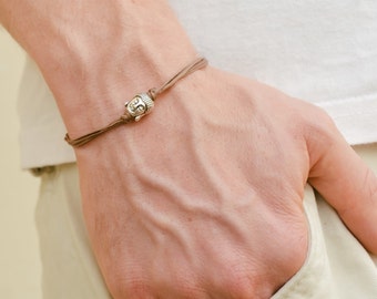 Buddha bracelet, men's bracelet with silver buddha charm, spiritual, brown cord, bracelet for men, gift for him, yoga bracelet, spiritual