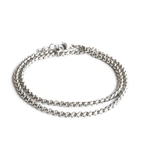Wrapped bracelet for men silver Rolo cable chain bracelet waterproof men&#39;s bracelet gift for him mens jewelry fathers day gift for husband