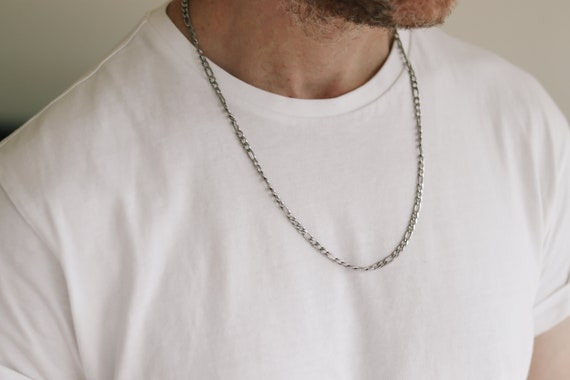  Silver links chain necklace for men, men's necklace, cable chain,  gift for him, mens jewelry, silver, for man, fathers day present, boy :  Handmade Products