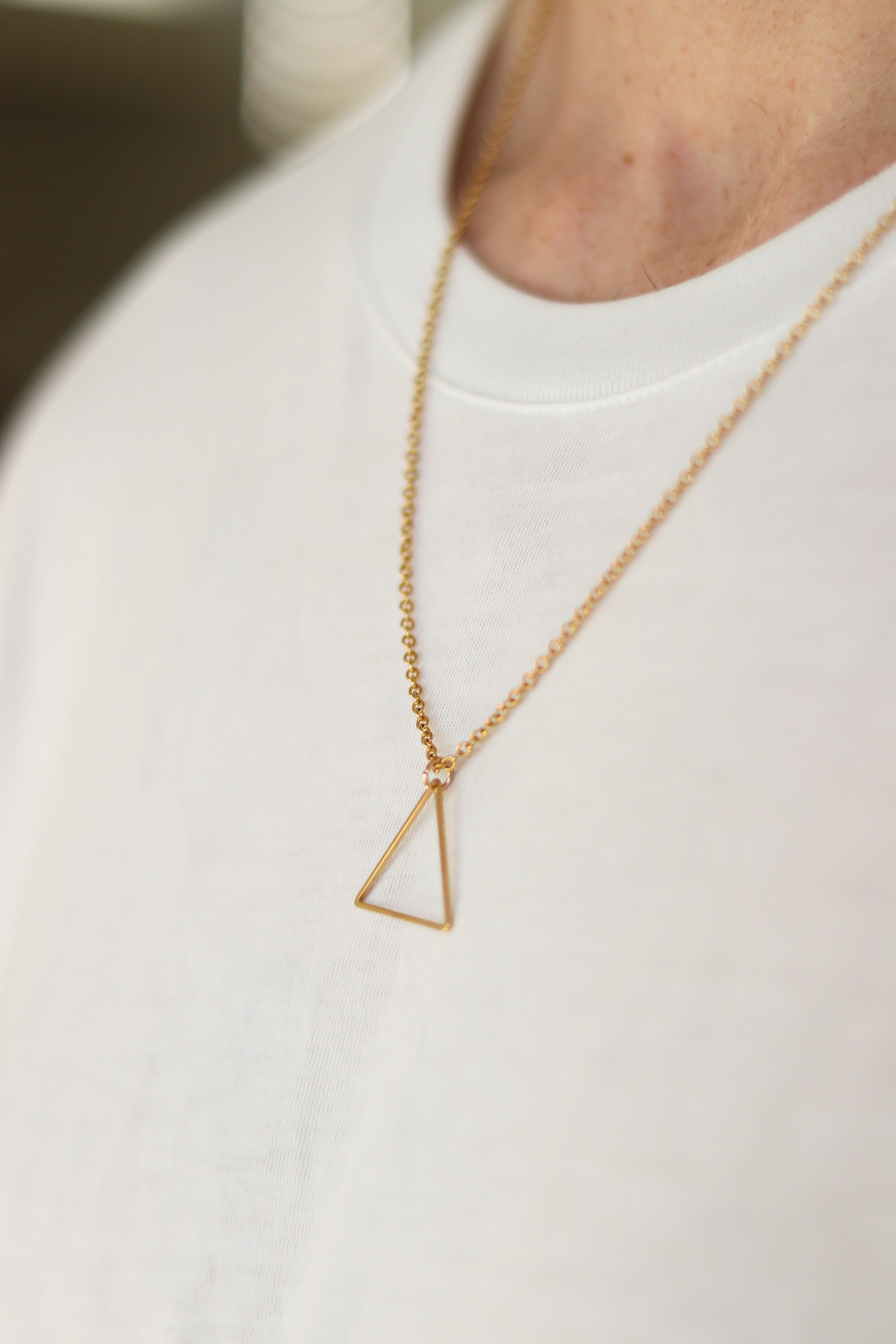 Triangle Necklace for Men Groomsmen Gift Men's Necklace - Etsy