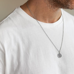 Oogketting voor mannen, bruidsjonkers cadeau, herenketting zilveren boze ooghanger, roestvrijstalen ketting, cadeau voor hem, ketting, minimalistisch