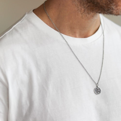 Silver Evil Eye Necklace Men Evil Eye Pendant Silver Etsy