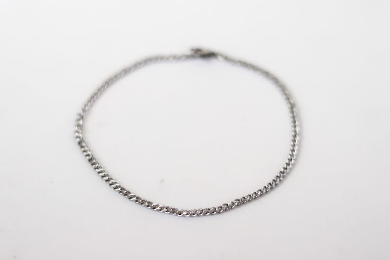 silver link chain anklet for men