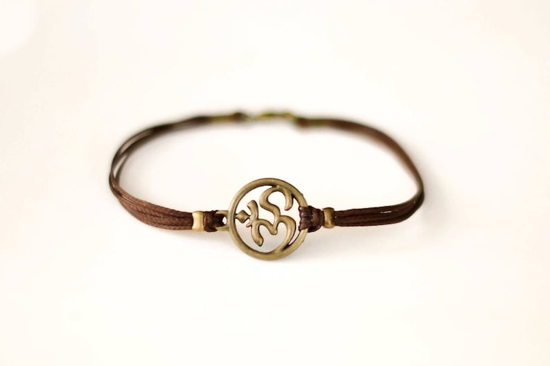 OM Bracelet Men's Bracelet With Bronze Om Charm Hindu Etsy