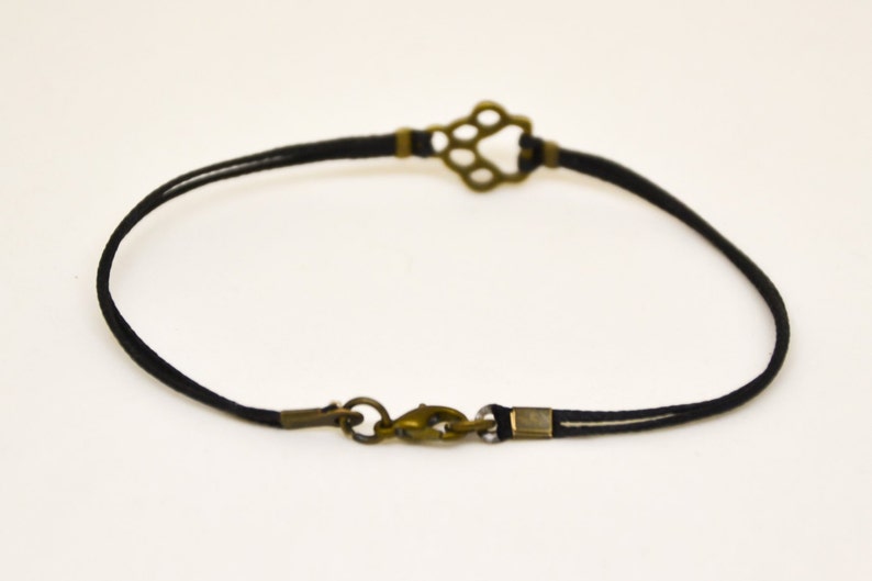 Paw bracelet for men bronze charm black cord custom size and color