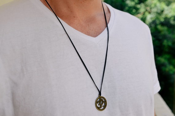 Buy Men's Necklace With a Black Cord and a Bronze Ohm Pendant, Om