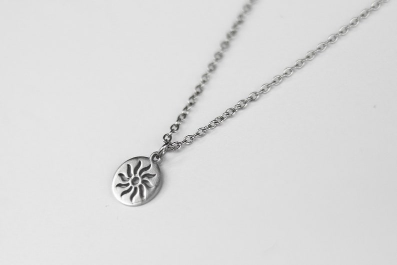 mens necklace silver sun pendant for men waterproof