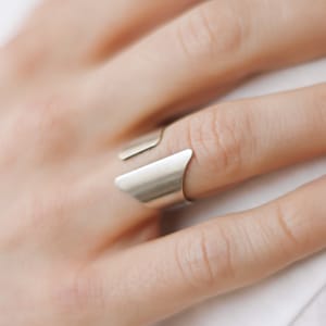 Ring for men, silver front open ring, men&#39;s asymmetric ring, gift for him, adjustable ring, wrapped ring, minimalist mens jewelry, cuff ring