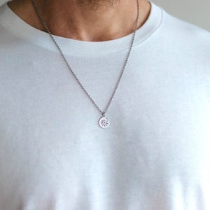 mens necklace silver sun pendant for men waterproof