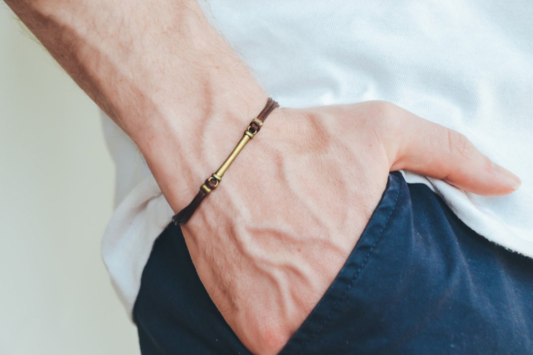 Men's Bracelet Brown Cord Bracelet for Men With Long - Etsy