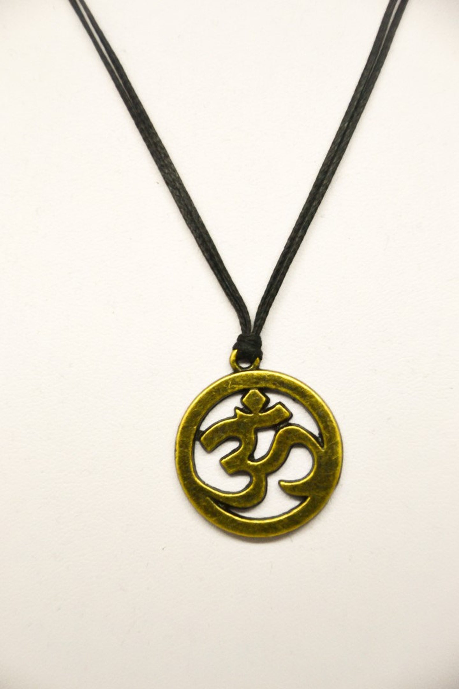 Men's Necklace Black Cord Bronze Ohm Pendant Om Etsy