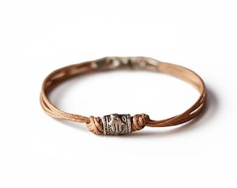 Bracciale da uomo, ciondolo portafortuna in bronzo Hamsa, mano di Fatima, regalo originale per lui, braccialetto marrone da uomo, protezione dal malocchio, personalizzato